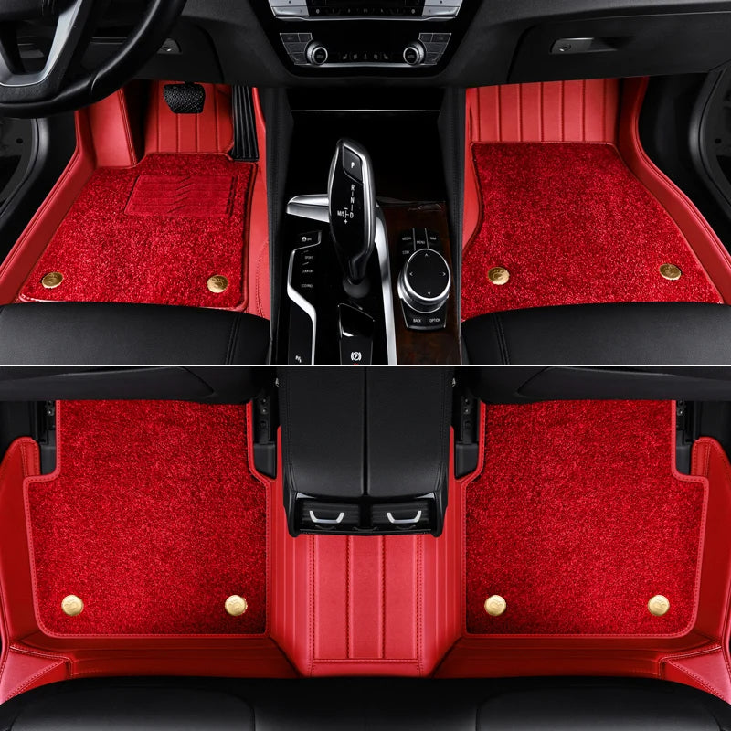 Custom Fit Luxury Floor Mat ECO Cowhide Leather For Audi 5 Seaters