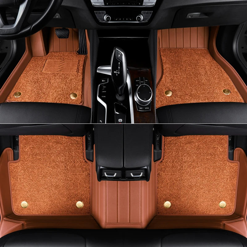 Custom Fit Luxury Floor Mat ECO Cowhide Leather For 5 Seaters BMW