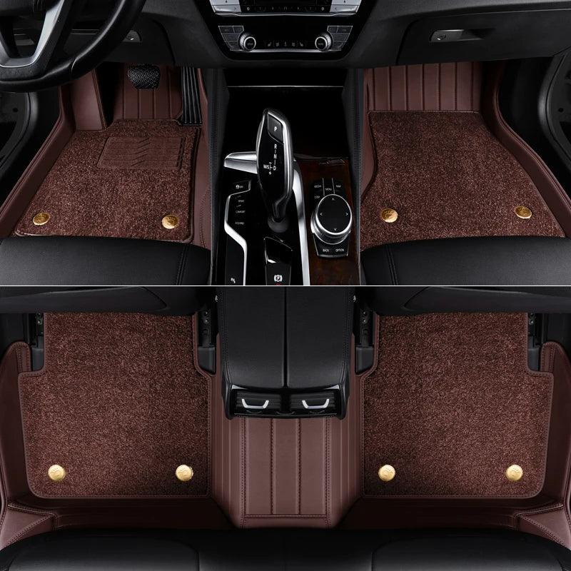 Custom Fit Luxury Floor Mat ECO Cowhide Leather For 5 Seaters Cadillac