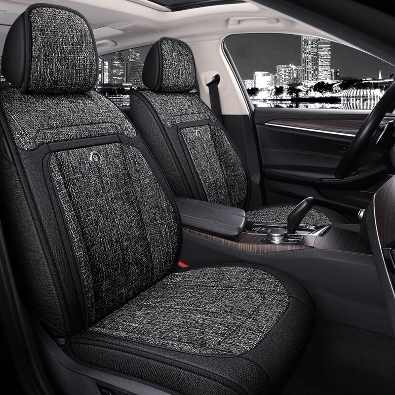 Universal Seat Covers For 90% Sedan SUV Durable Flax Linen Adjustable Summer Cushion Five Seats - DZX Cover