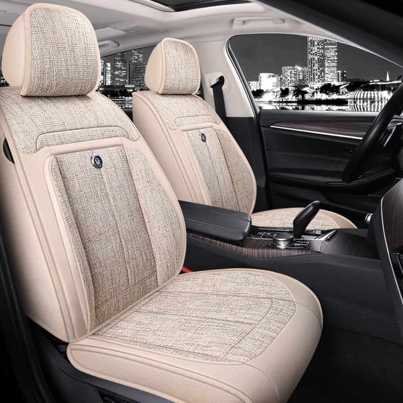 Universal Seat Covers For 90% Sedan SUV Durable Flax Linen Adjustable Summer Cushion Five Seats - DZX Cover