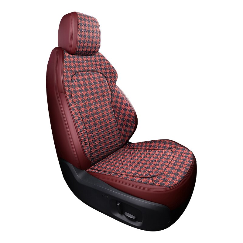 Custom Fit Seat Cover for 5 Seats Full Set Houndstooth Leather Combine Full Covered - DZX Cover