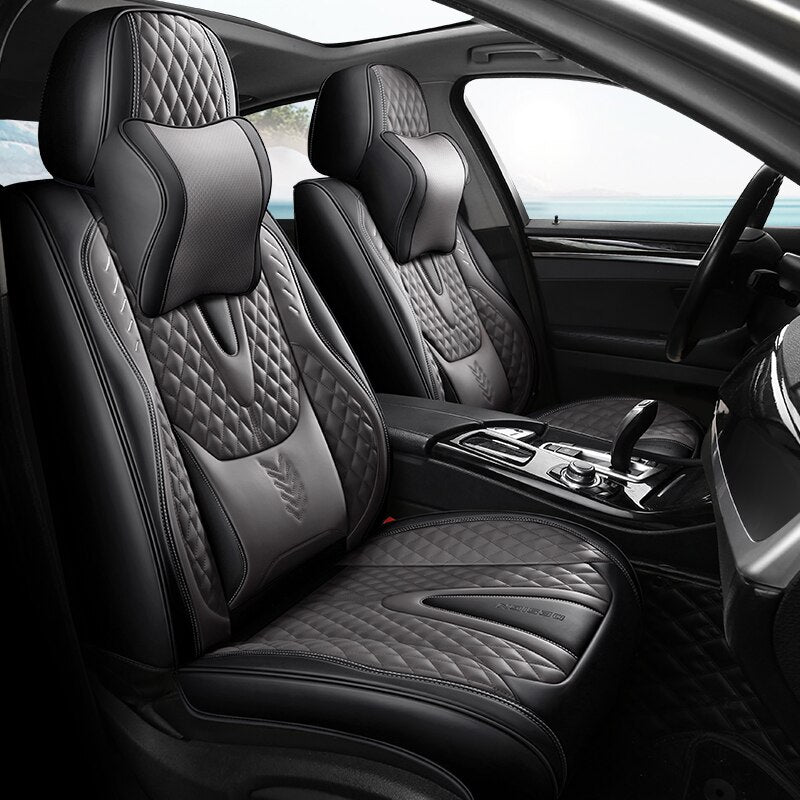 Universal Seat Covers Full Covered Durable Artificial Leather Seat Cushion Include Front and Rear Cover - DZX Cover