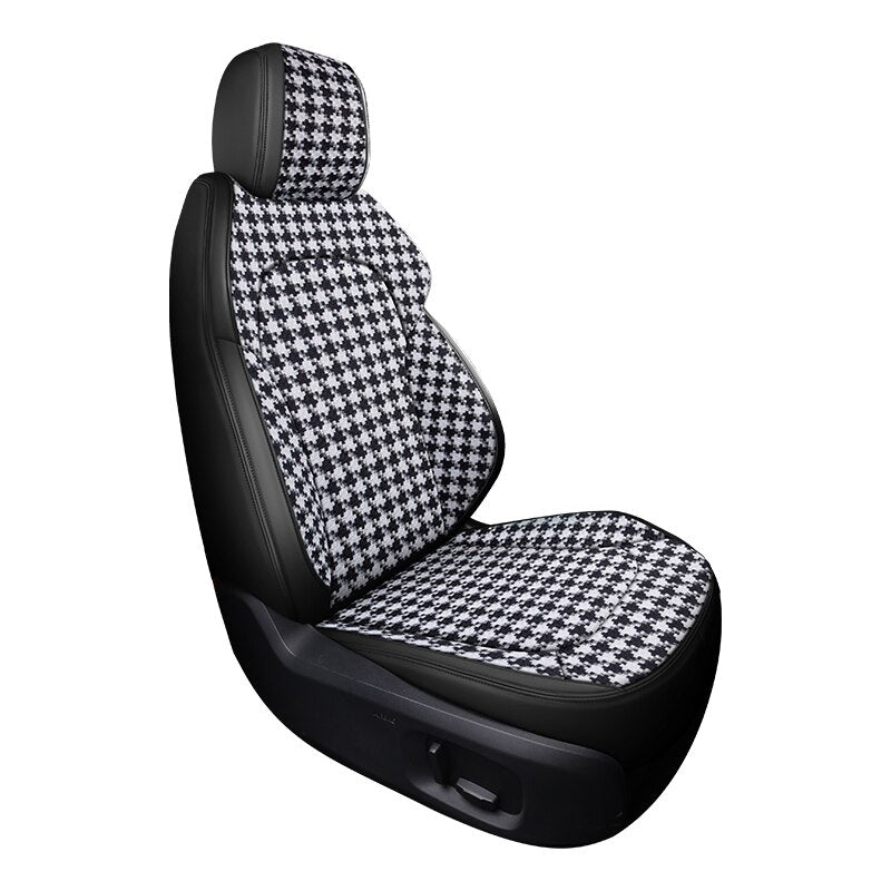 Custom Fit Seat Cover for 5 Seats Full Set Houndstooth Leather Combine Full Covered - DZX Cover