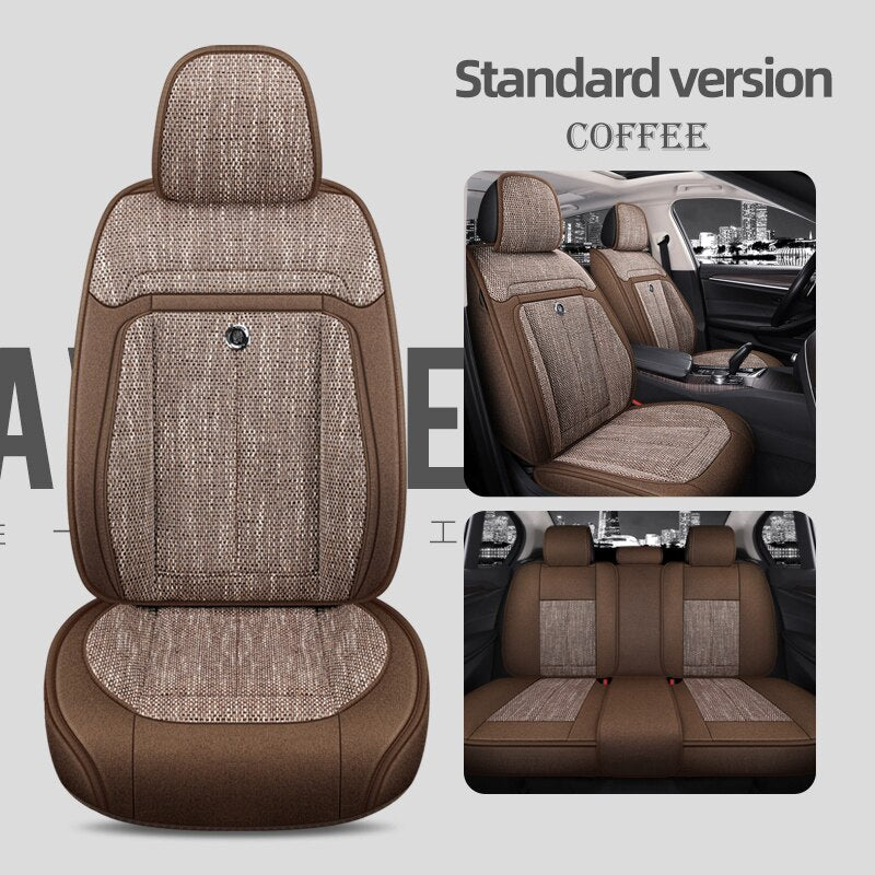 Universal Seat Covers For 90% Sedan SUV Durable Flax Linen Adjustable Summer Cushion Five Seats - DZX Cover