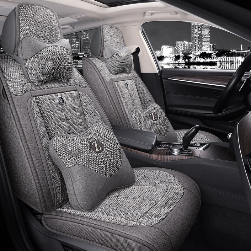 Universal Seat Covers For 90% Sedan SUV Stylish Durable Flax Linen Summer Cushion - DZX Cover