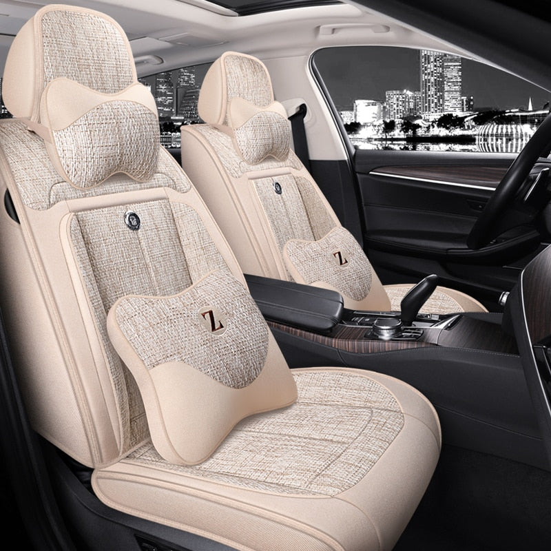 Universal Seat Covers For 90% Sedan SUV Stylish Durable Flax Linen Summer Cushion - DZX Cover