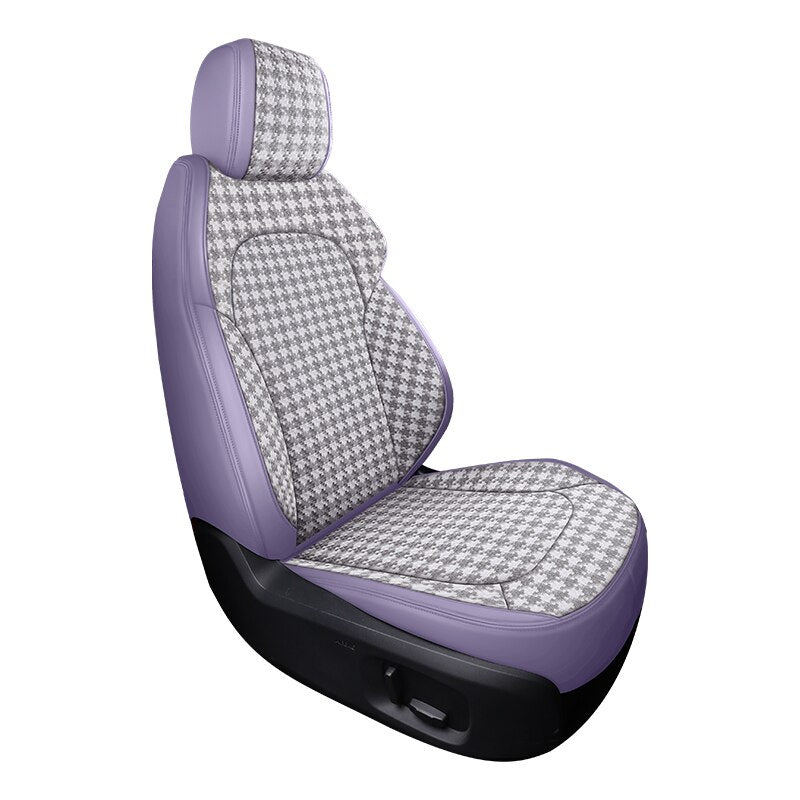 Custom Fit Seat Cover for 5 Seats Full Set Houndstooth Leather Combine Full Covered - DZX Cover