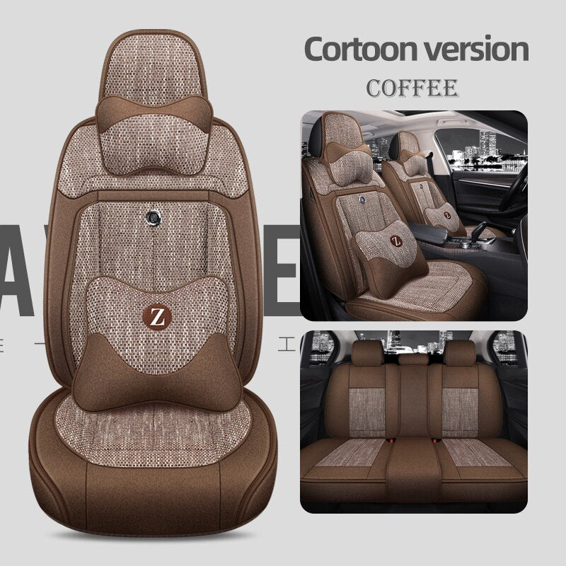 Universal Seat Covers For 90% Sedan SUV Stylish Durable Flax Linen Summer Cushion - DZX Cover