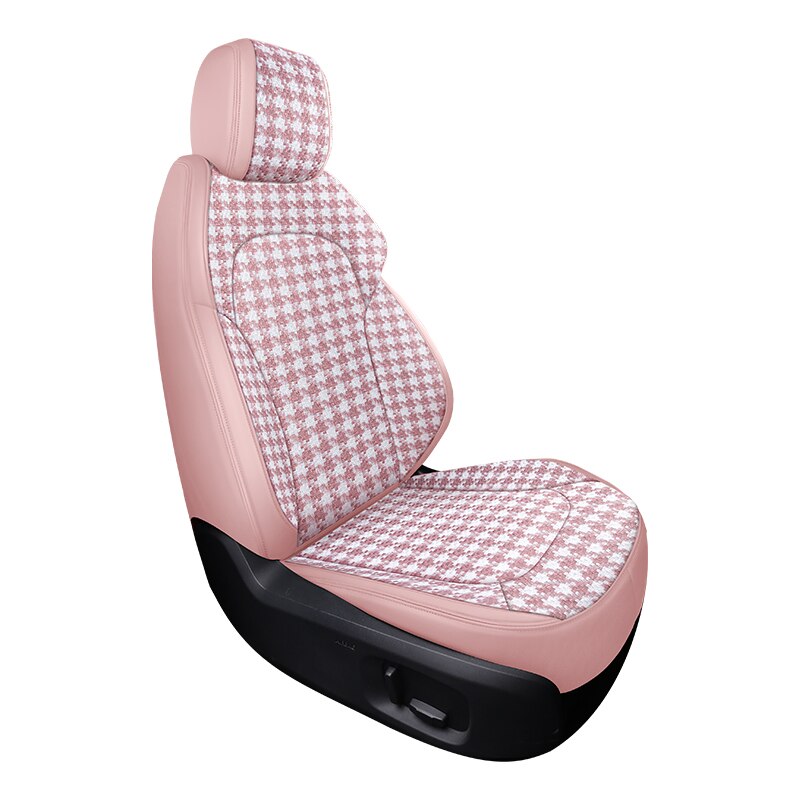 Custom Fit Seat Cover for 5 Seats Full Set Houndstooth Leather Combine Full Covered - DZX Cover