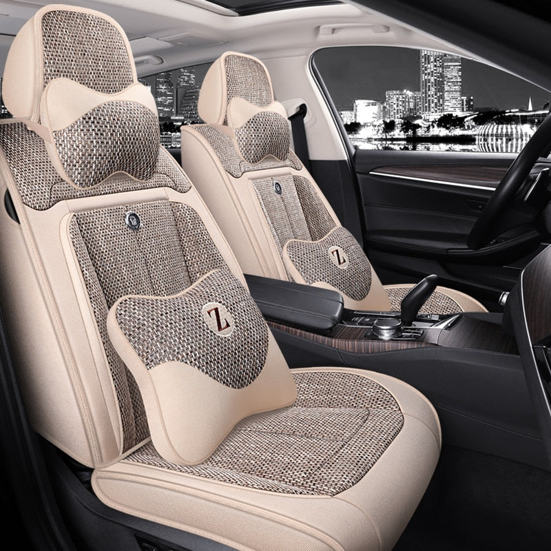 Universal Seat Covers For 90% Sedan SUV Stylish Durable Flax Linen Summer Cushion - DZX Cover