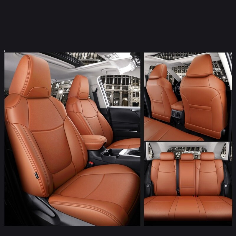 Custom Fit Seat Covers Full Set Middle Perforated Genuine Leather For Toyota RAV4 Corolla CHR Venza