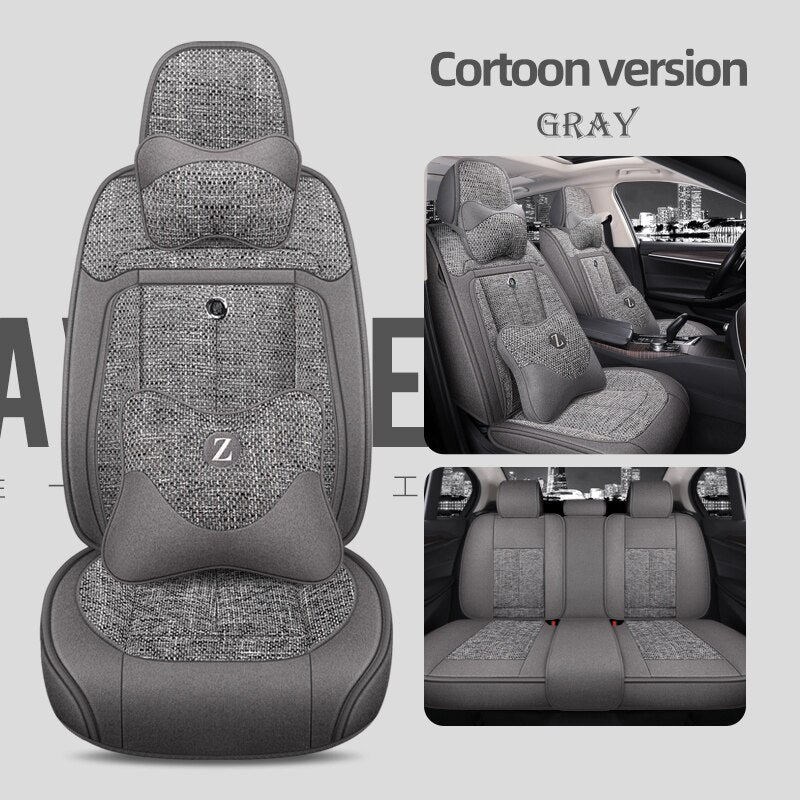 Universal Seat Covers For 90% Sedan SUV Stylish Durable Flax Linen Summer Cushion - DZX Cover