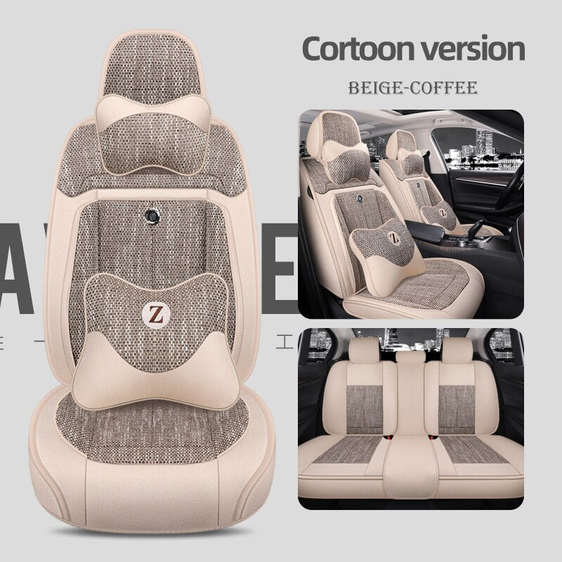 Universal Seat Covers For 90% Sedan SUV Stylish Durable Flax Linen Summer Cushion - DZX Cover