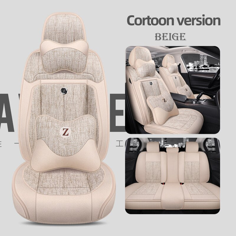 Universal Seat Covers For 90% Sedan SUV Stylish Durable Flax Linen Summer Cushion - DZX Cover