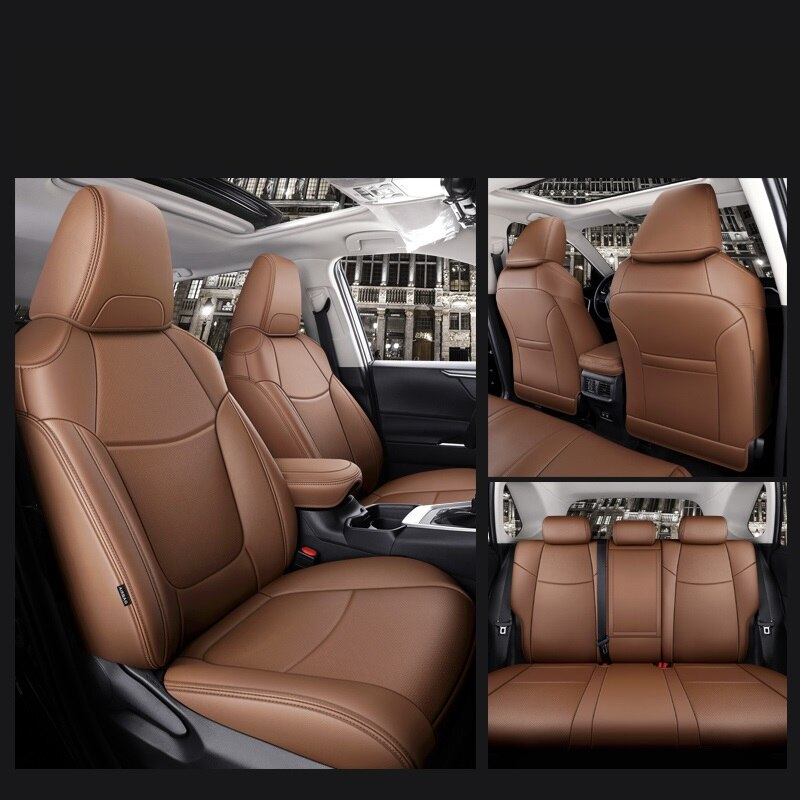 Custom Fit Seat Covers Full Set Middle Perforated Genuine Leather For Toyota RAV4 Corolla CHR Venza