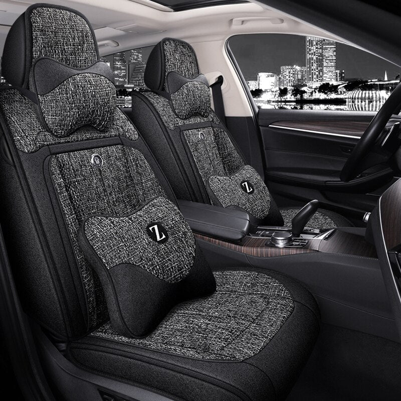 Universal Seat Covers For 90% Sedan SUV Stylish Durable Flax Linen Summer Cushion - DZX Cover